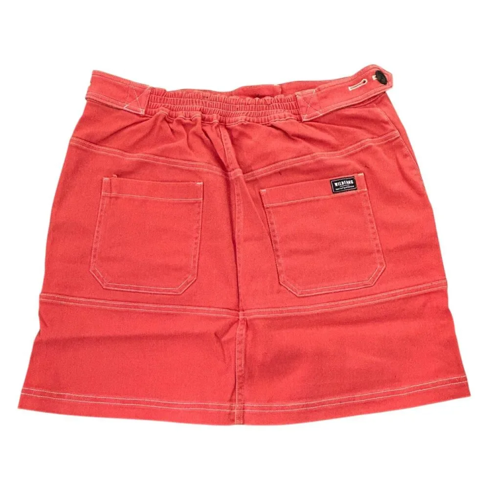 Wildfang The Essential Denim Work Skirt Utility Medium Red/Orange Coral NWT